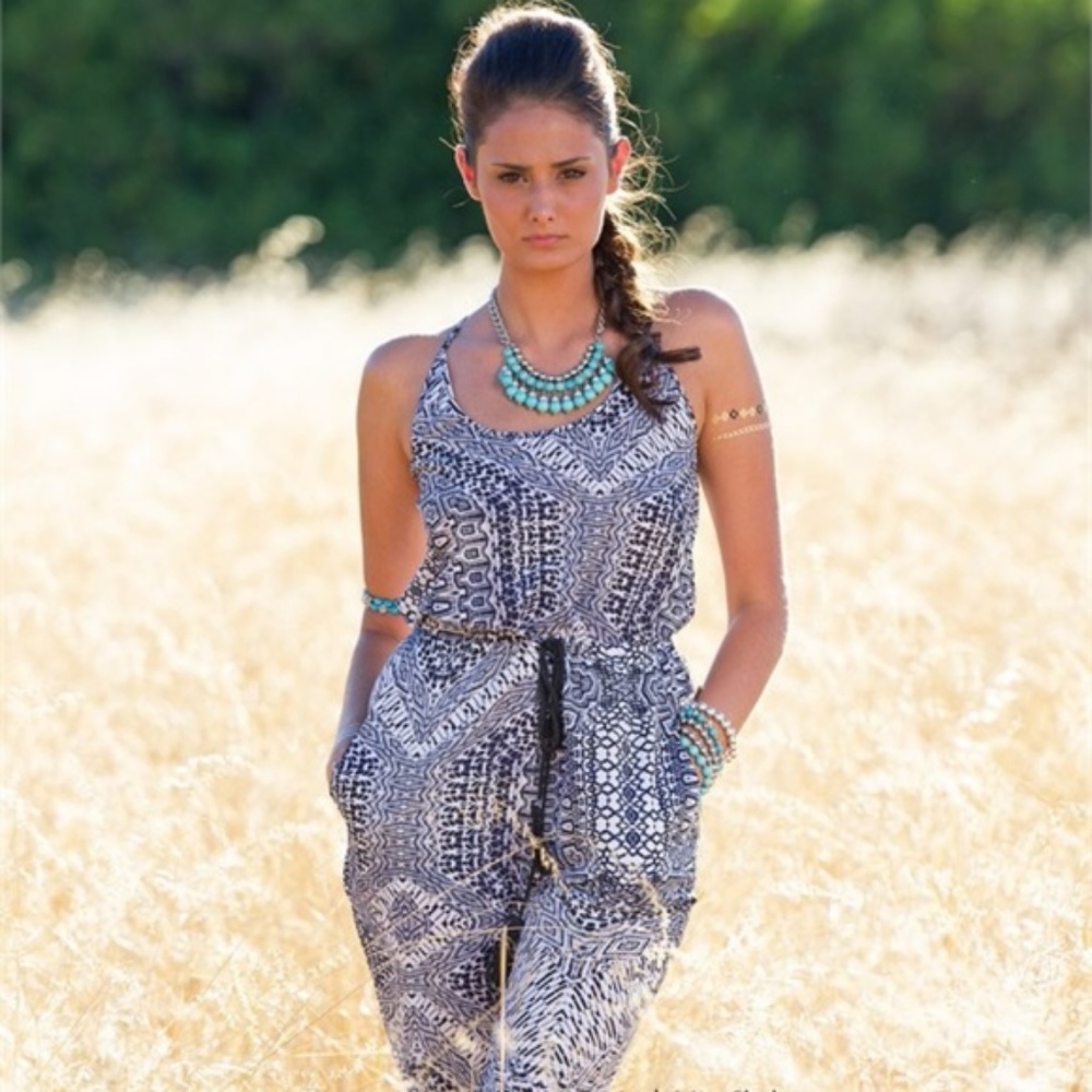 NWT Isla Blue Black Jumpsuit XS